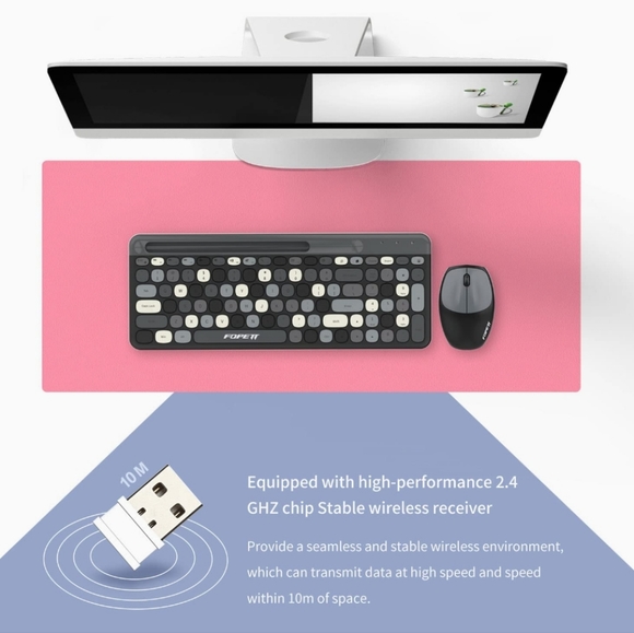 FOPETT 2.4GHz Wireless Keyboard and Mouse Set with Phone Holder - Compac… - Picture 3 of 16